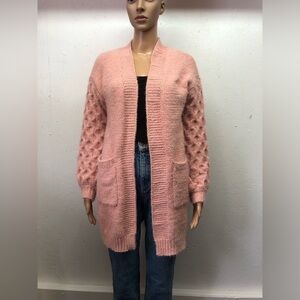 Esqualo dusty rose long open cardigan